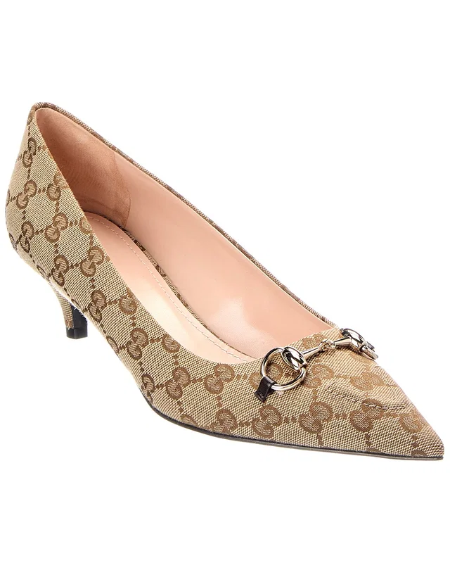 Gucci Horsebit GG Supreme Canvas & Leather Pump, image 1 of 1 from Rue La La