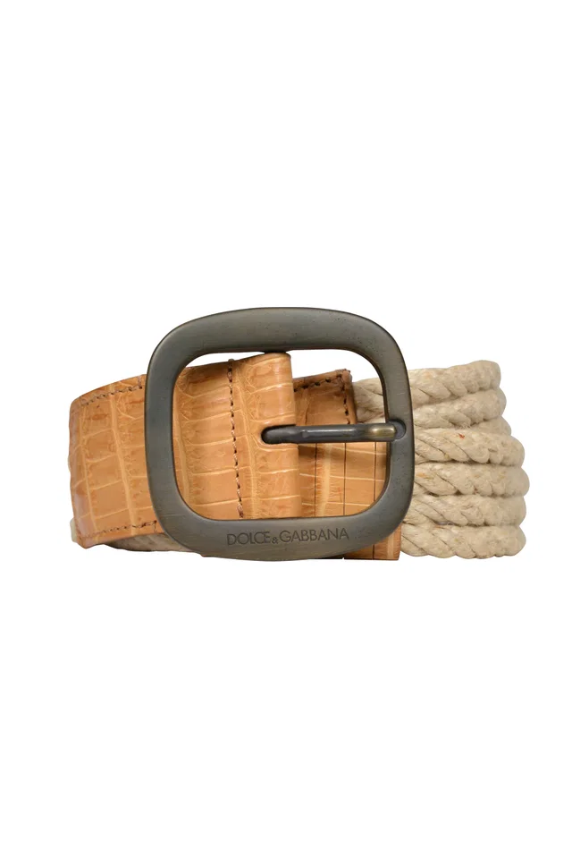 Dolce & Gabbana Natural Rope And Brown Leather Belt in Brown Leather from Resurrection Vintage