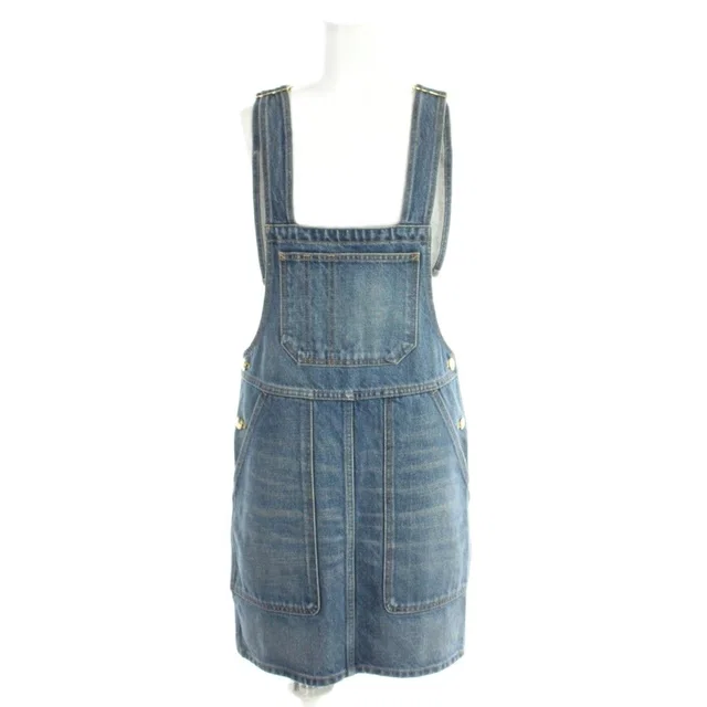 Celine Denim Overalls All in One Jumper Dress Triomphe Buttons XS Blue in Blue Denim from The Reluxe