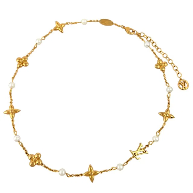 Louis Vuitton Necklace Faux Pearl Gold in Gold from The Reluxe