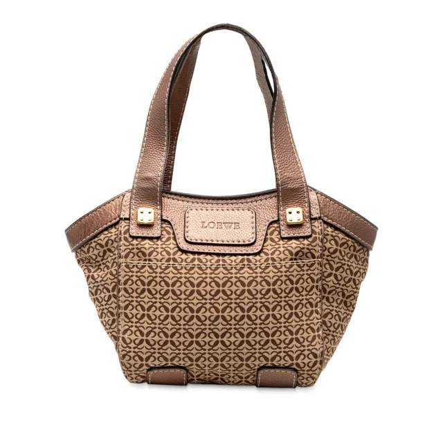 Brown LOEWE Anagram Canvas Tote in Brown Canvas from Designer Revival
