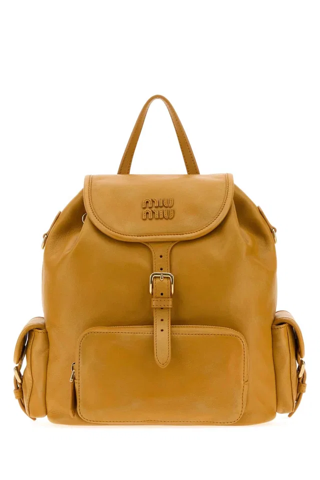 Miu Miu Nappa Leather Backpack — Yellow in Yellow Nappa leather from HEWI