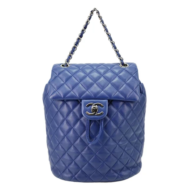 Chanel Urban Spirit Quilted Lambskin Leather Backpack Bag Blue in Blue Lambskin from Dallas Designer Handbags