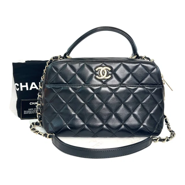 Chanel Trendy Top Handle & Crossbody Black Lambskin Bag in Black Lambskin from Luxury Promise
