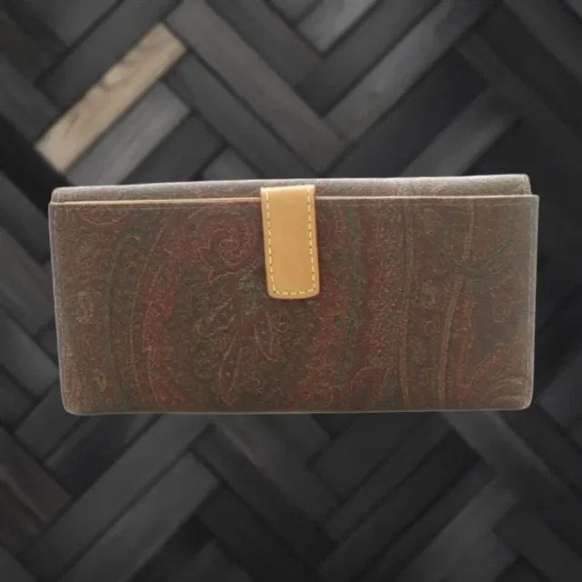 Etro Wallet Bifold Coin Purse Leather Paisley Pattern Beige Men in neutral|white Leather from Grailed
