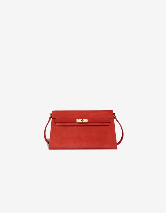 Hermès Kelly Elan Pochette Doblis Suede Capucine from SACLÀB