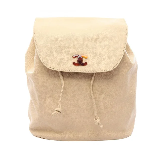 Chanel Backpack CC Logo Light Beige Caviar Leather in Beige Caviar leather from The Reluxe