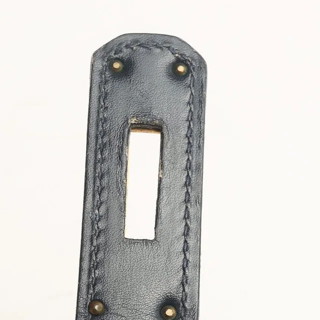 Hermès Kelly Sellier 28 Bleu Marine Box Toile Canvas Bag in Navy Canvas from A Retro Tale, photo 14 of 15