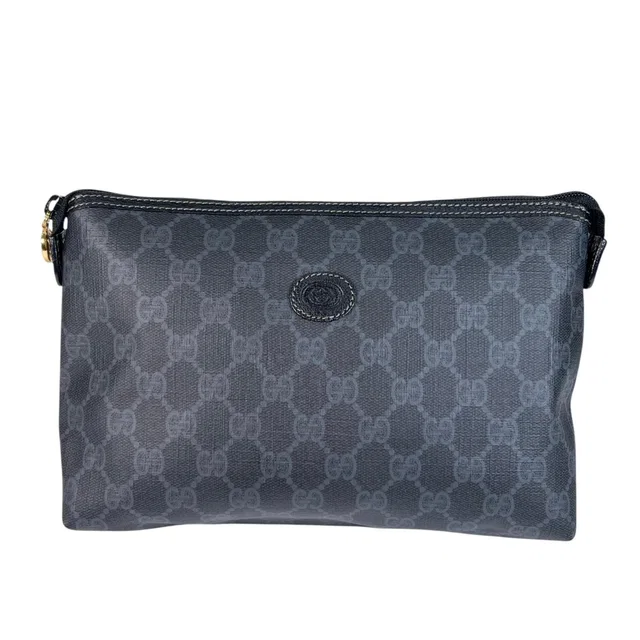 Gucci Vintage GG Plus Gray Black Clutch Gold 156.01.045 in Black from The Reluxe