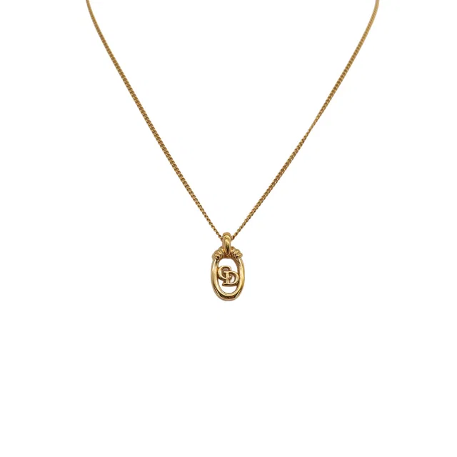 Dior Necklace CD Logo Oval Gold Accessory in Gold from Luxury Promise