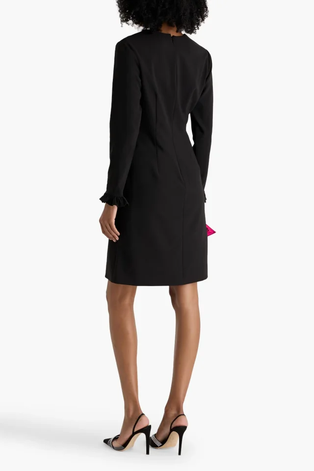 Mikael Aghal Ruffled Stretch-Cady Square-Neck Dress in Black, photo 3 of 4 from THE OUTNET