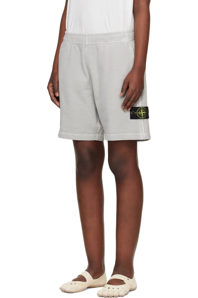 Stone Island Gray 6200014 Malfilé Fleece Old Effect Shorts, photo 4 of 4 from SSENSE