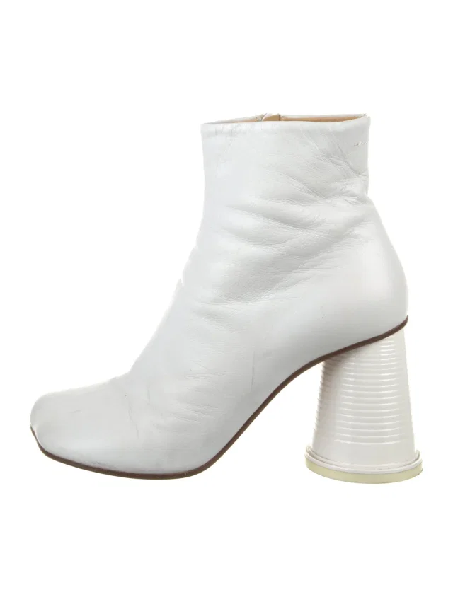 Maison Margiela Leather Boots in white Leather from The RealReal