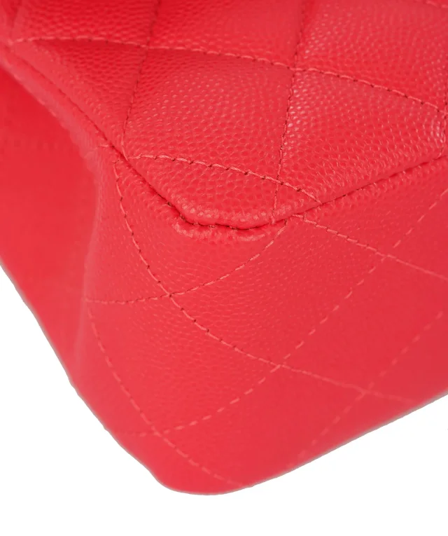 Chanel Vibrant Red Quilted Caviar Leather Classic Double Flap Bag in Red Caviar leather from Luxury Promise, photo 13 of 13