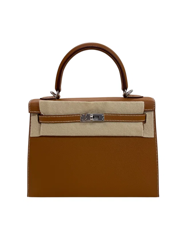Hermès Kelly 25 Sellier Gold Epsom PHW #K in Gold Epsom leather from Luxury Promise