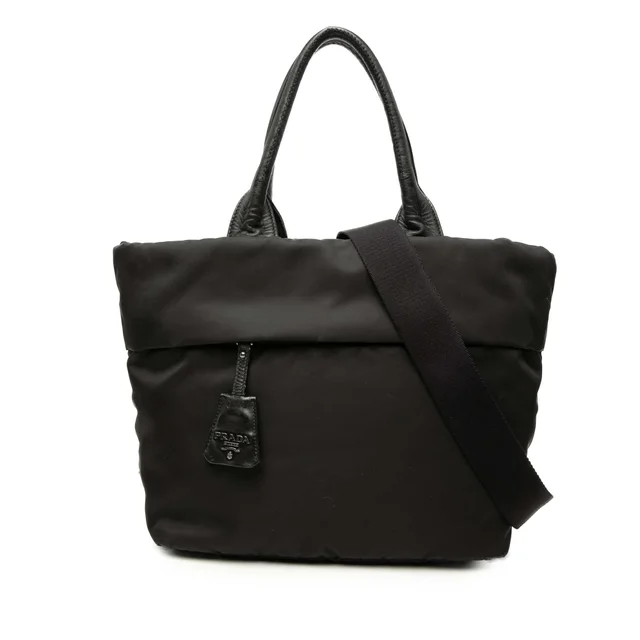 Brown Prada Tessuto Reversible Satchel in Brown Nylon from Designer Revival
