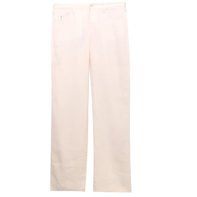 Giorgio Armani Pale Pink Linen Wide Length Trousers in Pink from HEWI