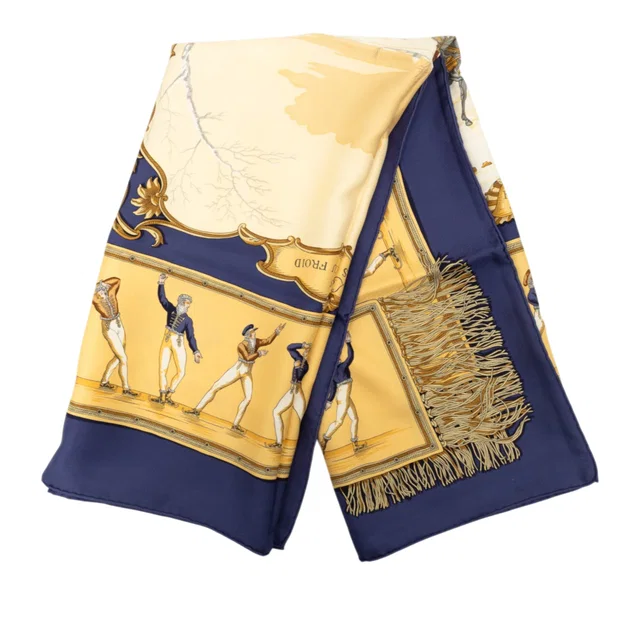 Multi Hermès Les Plaisirs du Froid Silk Scarf 90 Scarves in Silk from Designer Revival
