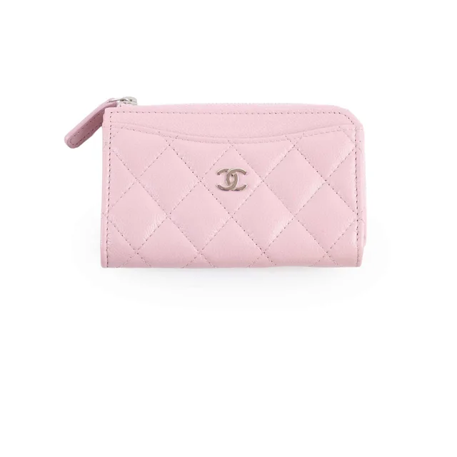 Chanel Caviar Zip Cardholder (microchip) in Pink Caviar leather from The Purse Affair