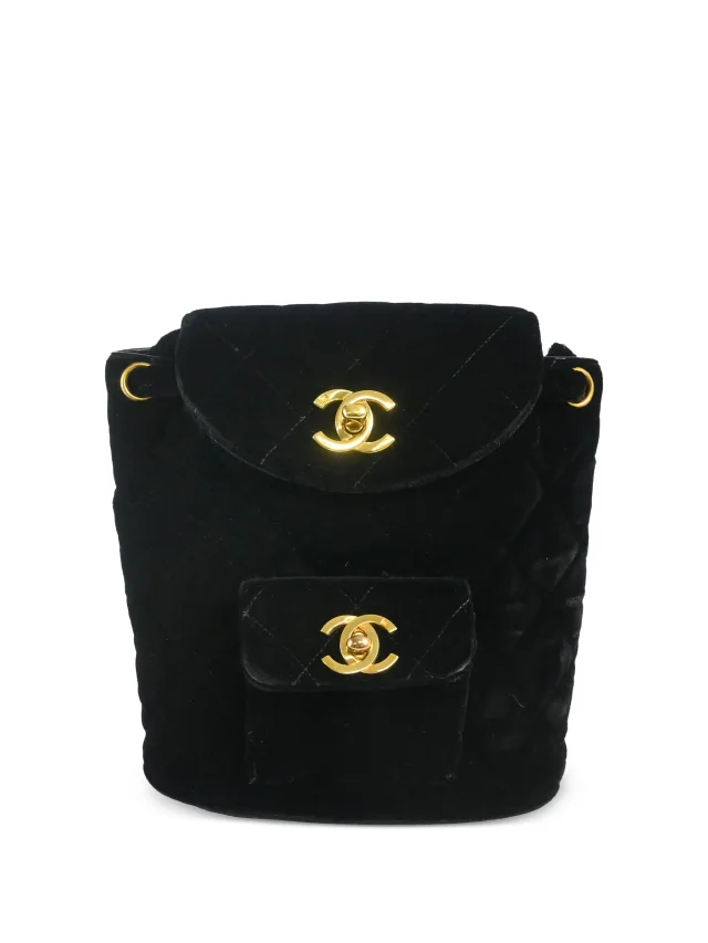 Chanel Pre-Owned 1995 Small Duma Backpack | Black | FARFETCH in Black Velvet from Farfetch, photo 1 of 1