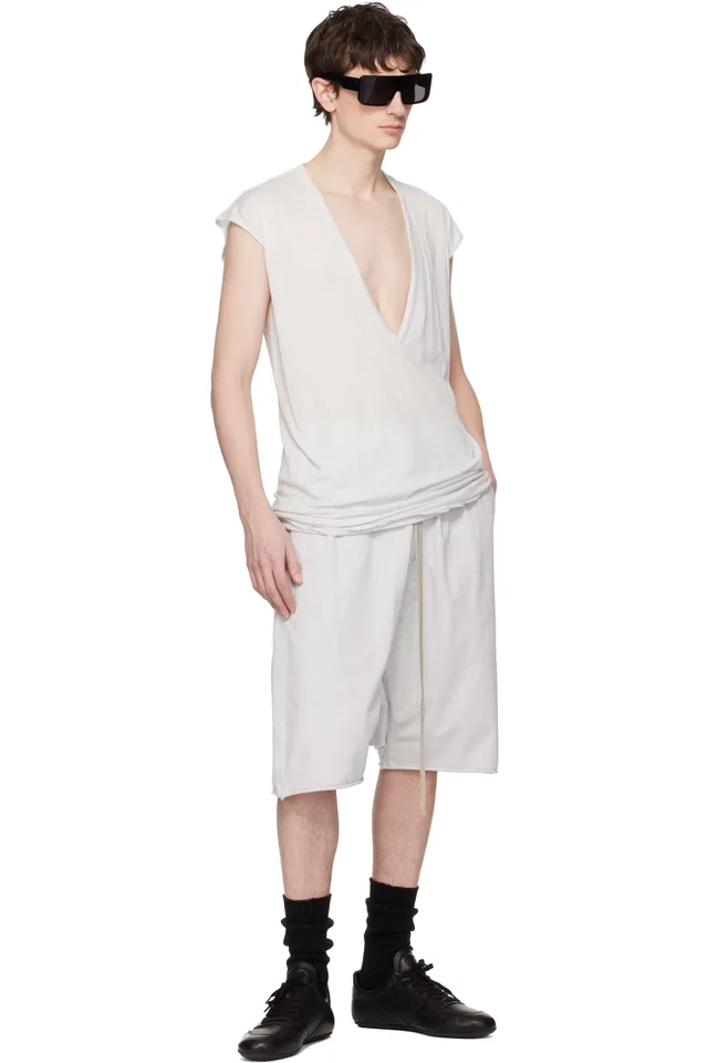 Rick Owens DRKSHDW Off-White Temple Drawstring Pods Shorts, photo 4 of 4 from SSENSE