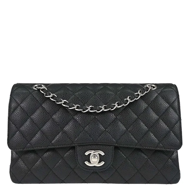 Chanel 2010-2011 Black Caviar Skin Medium Classic Double Flap Shoulder Bag in Black Caviar leather from AMORE Vintage Tokyo