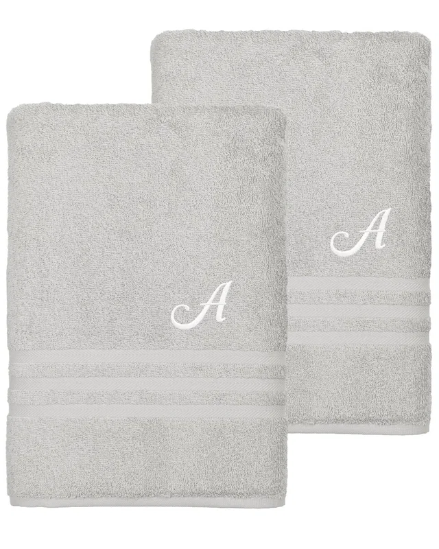 Linum Home Textiles Monogram Turkish Cotton 2pc Denzi Bath Sheet Set (A-Z), image 1 of 1 from Rue La La
