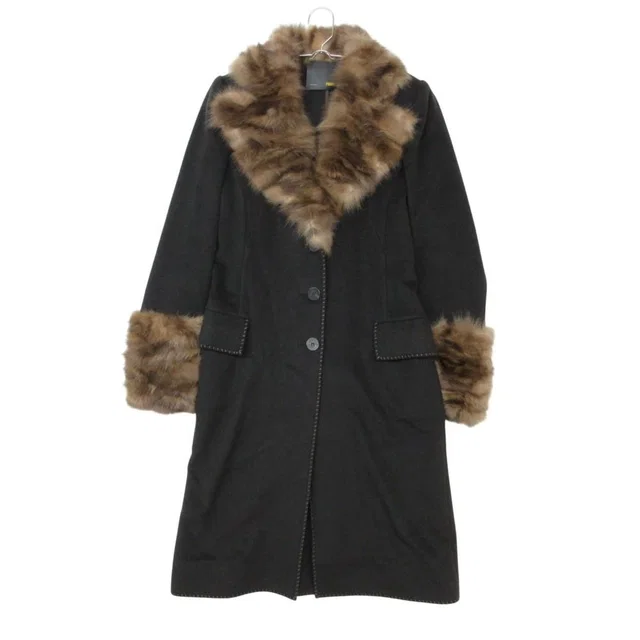 Fendi Coat Seable Fur Cashmere Blend Long Dark Gray 40 in Grey Cashmere from The Reluxe
