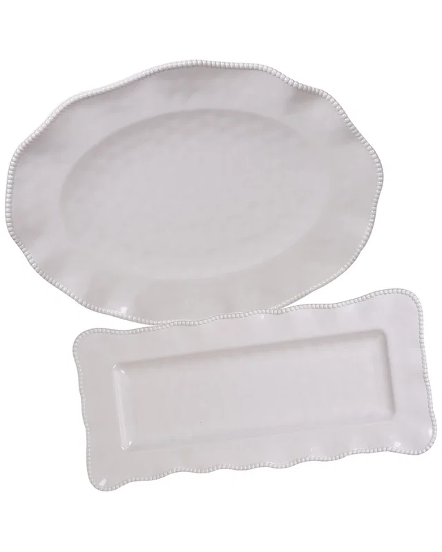 Certified International Melamine Perlette Cream 2pc Platter Set, image 1 of 1 from Rue La La