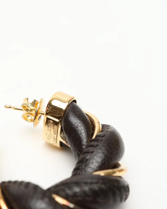 Bottega Veneta Twisted Hoop Earrings in Leather from A Retro Tale, photo 4 of 5