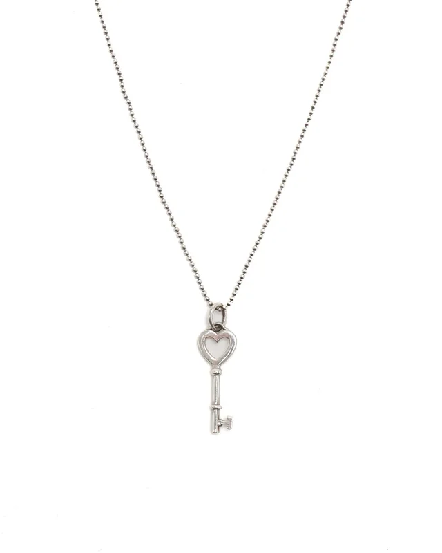 Tiffany & Co. Heart Key Silver Necklace in Silver from A Retro Tale, photo 2 of 2
