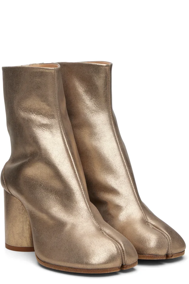 Maison Margiela Gold Tabi Ankle Boots, photo 4 of 5 from SSENSE