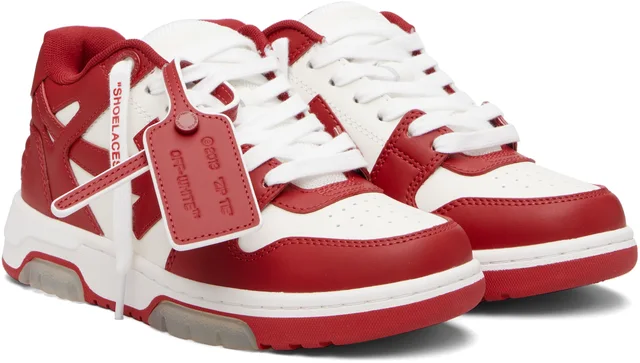 Off-White Red & White 'Out Of Office' Calf Leather Sneakers, photo 4 of 4 from SSENSE