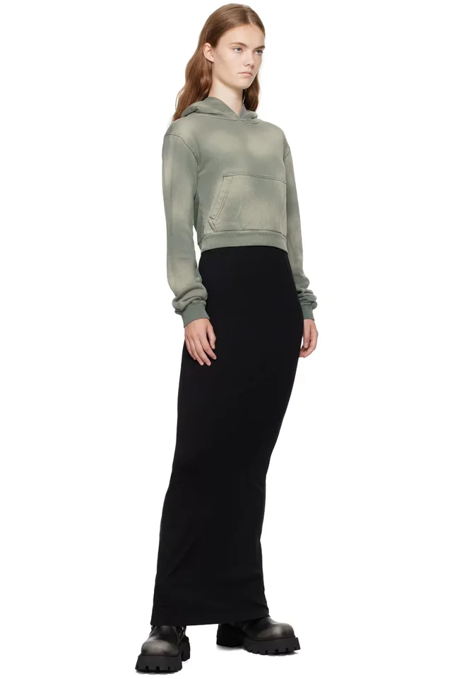 We11done Green & Black Layered Hoodie Dress, photo 4 of 4 from SSENSE