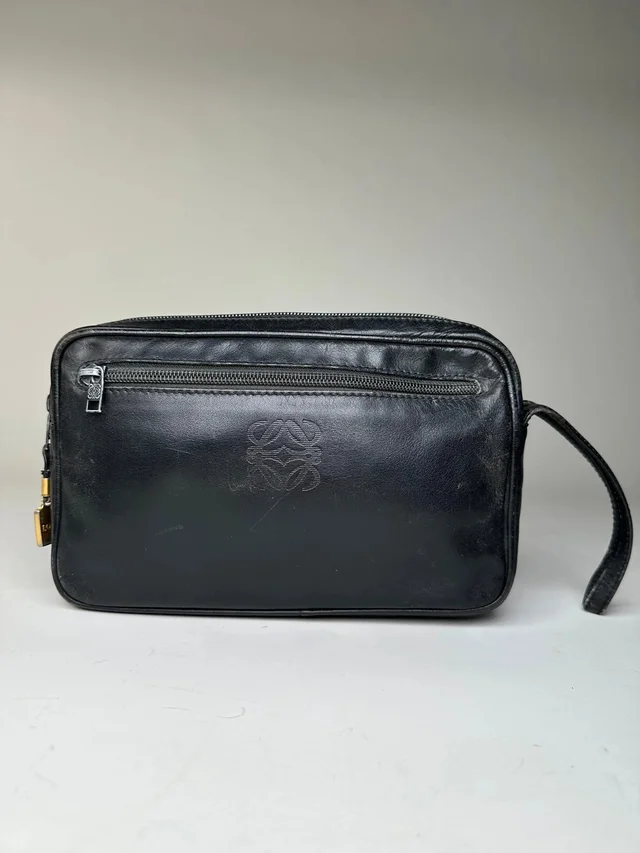 Loewe Vintage Grained Leather Clutch Bag Black Gold in black Caviar leather from Grailed, photo 1 of 1