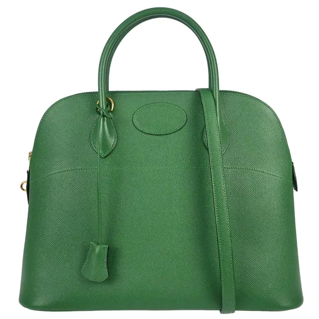 Hermès 2001 Green Courchevel Bolide 35 2way Shoulder Handbag in Green Leather from AMORE Vintage Tokyo