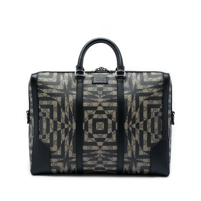 Beige Gucci GG Supreme Caleido Eden Briefcase Business Bag in Beige Coated canvas from Designer Revival