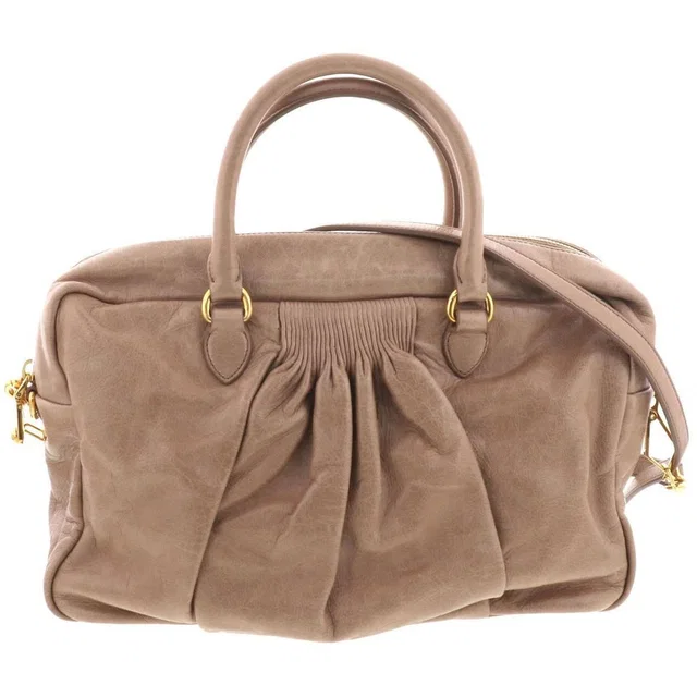 Miu Miu Vitello Luxe Shoulder Bag Handbag Leather Beige Gathered in red Leather from Poshmark