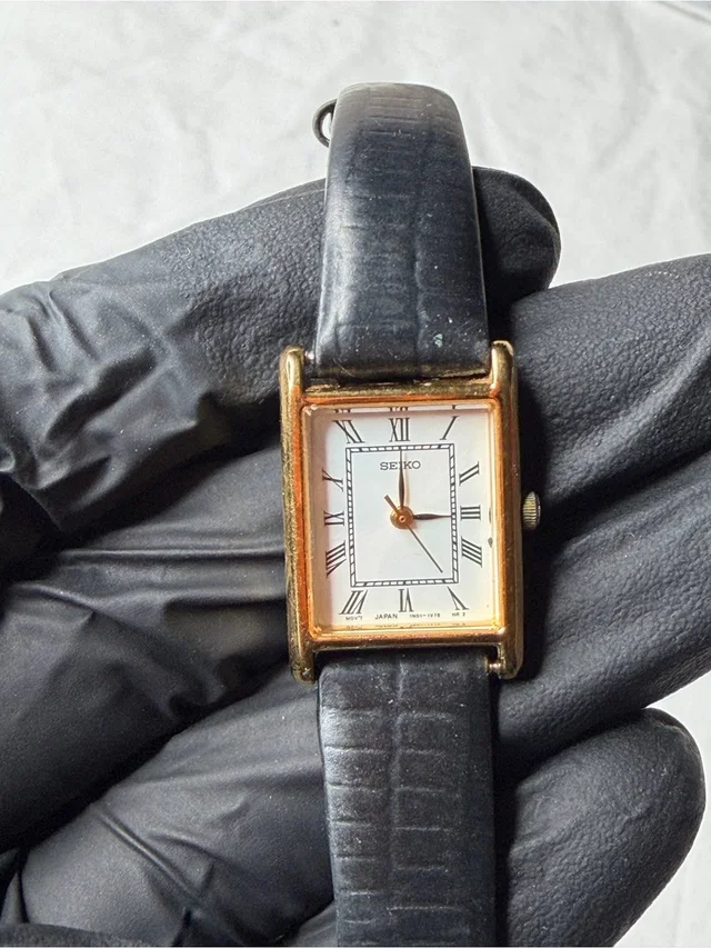 Seiko Vintage Tank Watch Women 18mm White Dial Gold Tone Black 1n01-5g40 in black|gold Leather from Poshmark