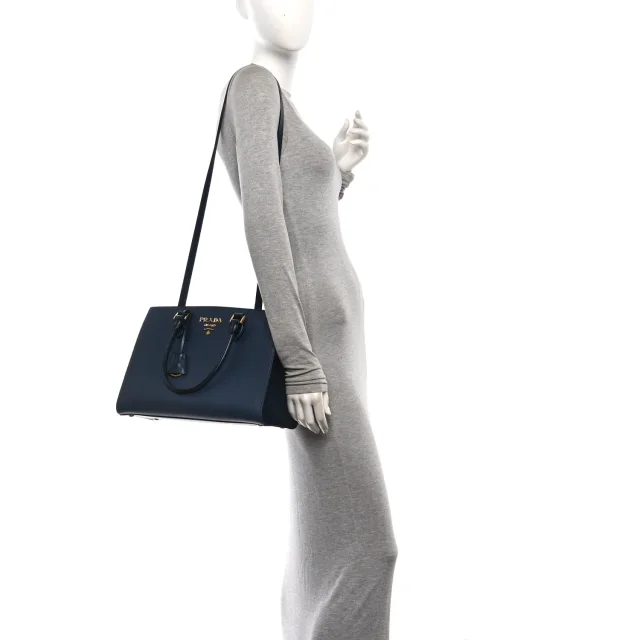 Prada Saffiano Soft Calfskin Tote Baltico in Saffiano leather from FASHIONPHILE, photo 2 of 10