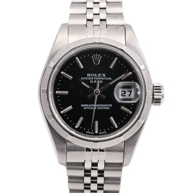 Rolex Circa 1998-1999 Oyster Perpetual Date 26mm 69190 Automatic Black in Black from VINTAGE QOO TOKYO