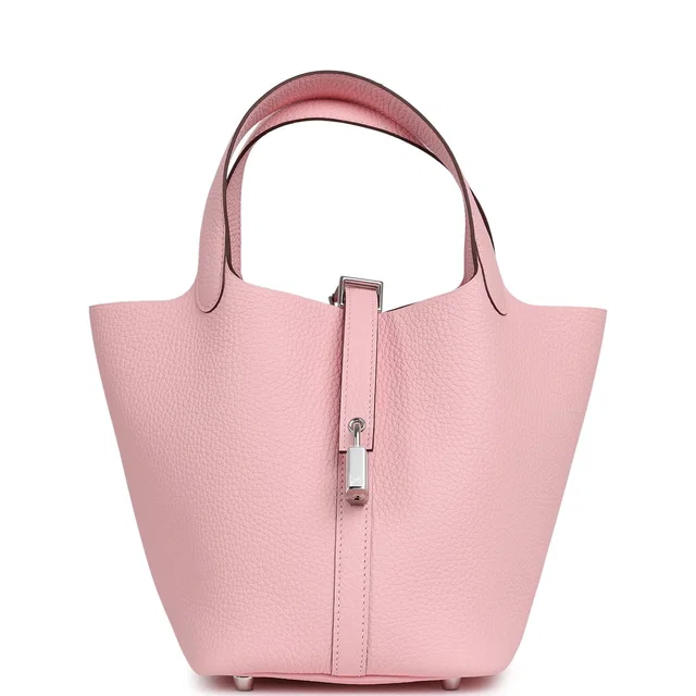 Hermès Picotin Lock 18 Rose Sakura Clemence Palladium Hardware in Pink Clemence leather from Madison Avenue Couture