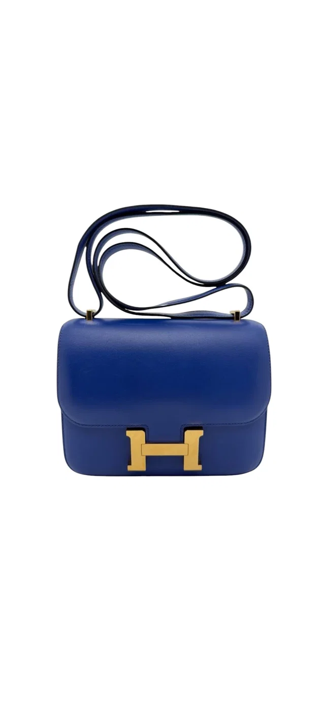 Hermès Constance 18 Blue Electrique GHW Tadelakt in Blue from Luxury Promise