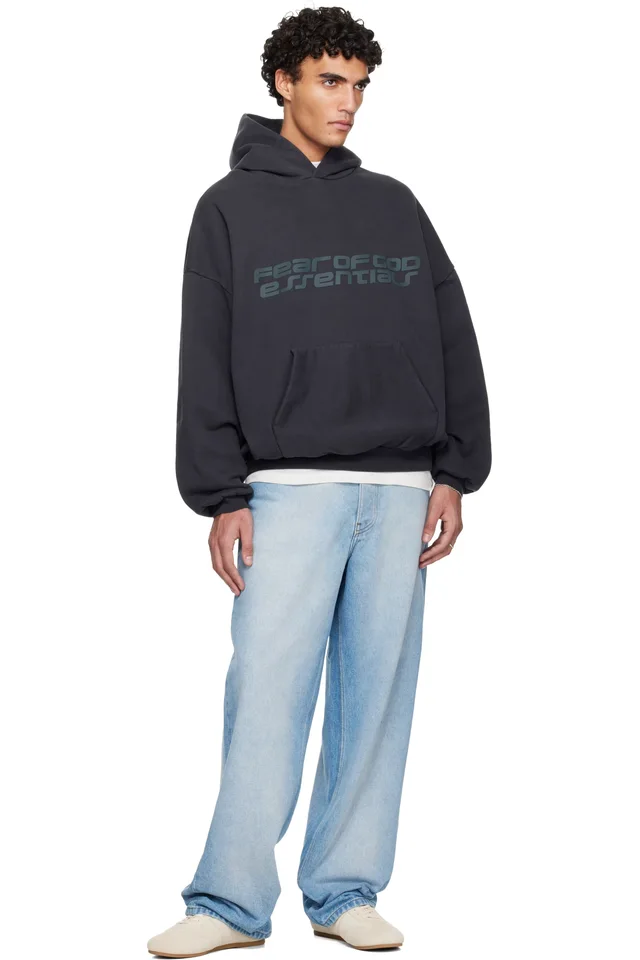 Fear of God ESSENTIALS Black Holiday Heavy Fleece 90s Hoodie, photo 4 of 4 from SSENSE