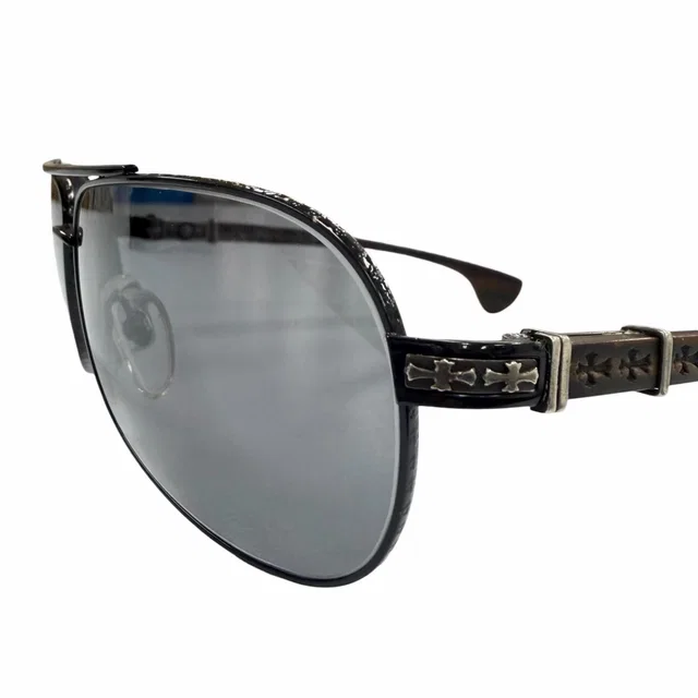 Chrome Hearts the Beasti Wood 925 CH Cross Temple Sunglasses Black Brown in Black from The Reluxe