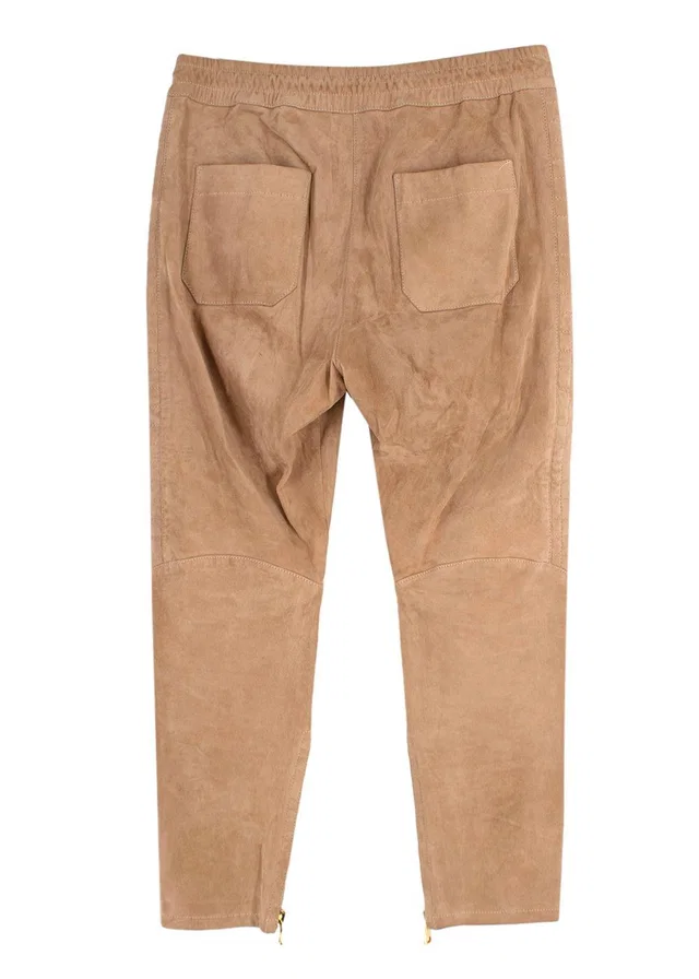 Balmain Camel Suede Joggers in Brown Suede from HEWI