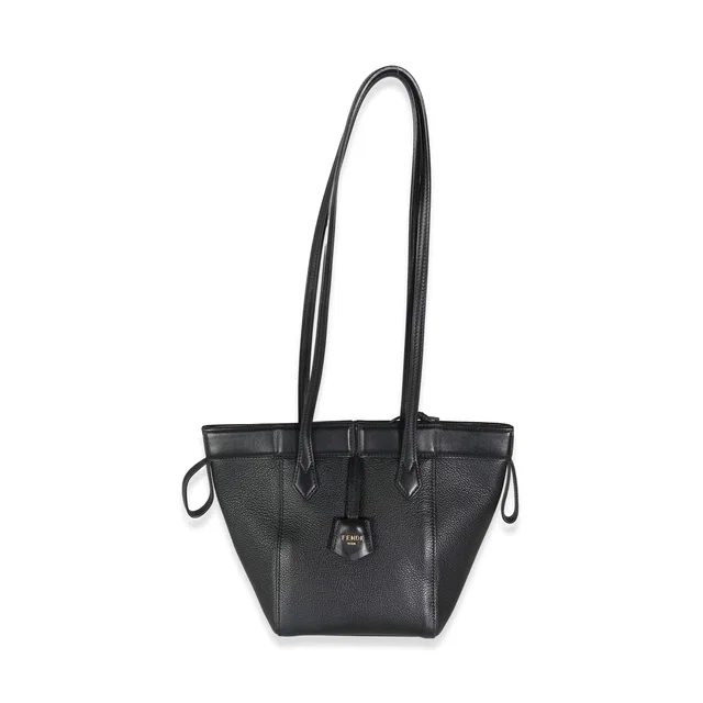 Fendi Black Vitello Mini Origami Tote in Black Leather from Luxury Promise