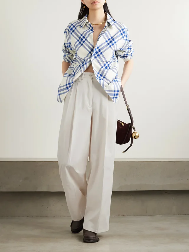 PURDEY Pleated cotton-blend twill wide leg pants in White, photo 2 of 2 from NET-A-PORTER (Canada)