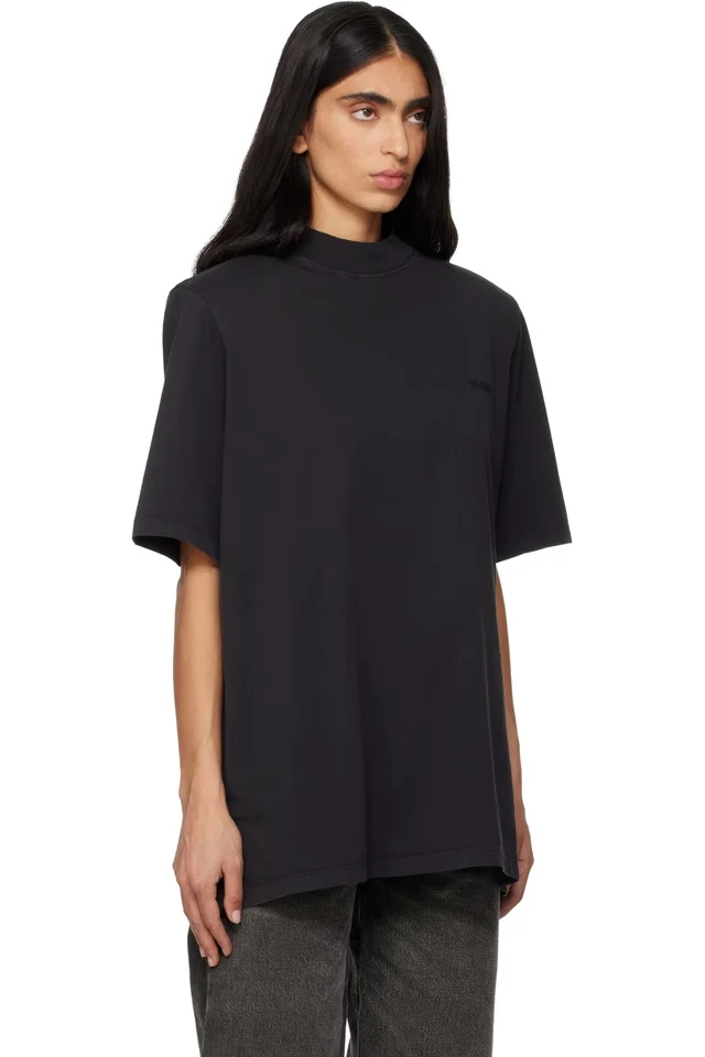 The Attico Black Padded Shoulder T-shirt, photo 2 of 4 from SSENSE