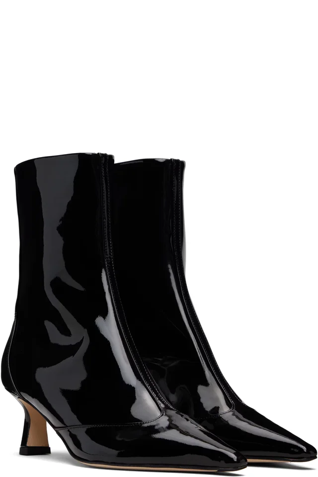 Aeyde Black Sila Patent Leather Boots, photo 4 of 5 from SSENSE